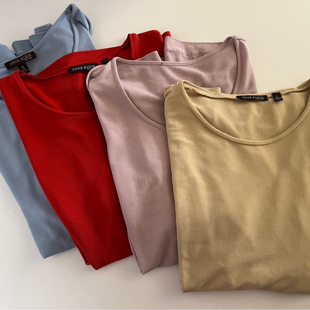 4 100% silk knit t shirts by Ann Klein